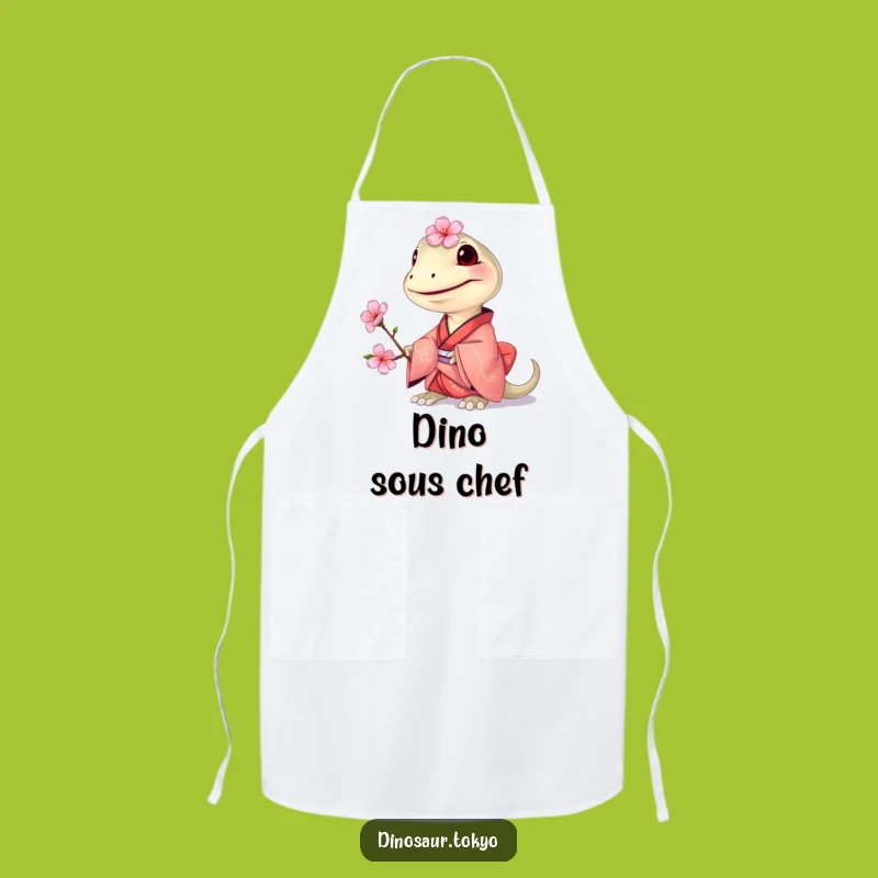 Funny Compsognathus Kimono Apron: Tiny Chef Offers Blossom Delight