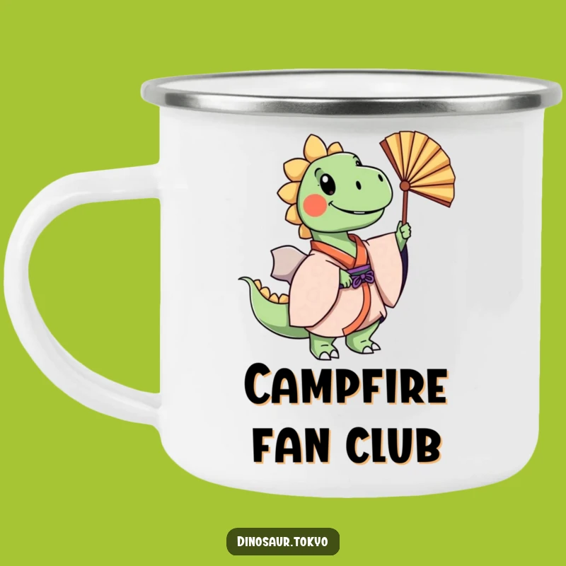 Funny Dino Kimono Camp Mug: Cheerful Fan Dance Adventure Drinkware