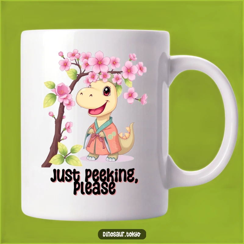 Funny Dinosaur Kimono Mug: Adorable Dino Peeking - Perfect Gift for Friends
