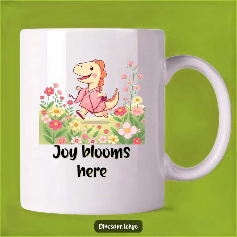 Funny Dino Kimono Mug: Joyful Flower Skipper - Perfect Gift for Her
