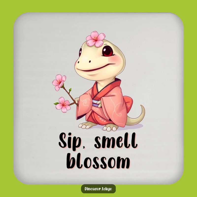 Funny Compsognathus Kimono Coaster: Tiny Dino's Blossom Protection