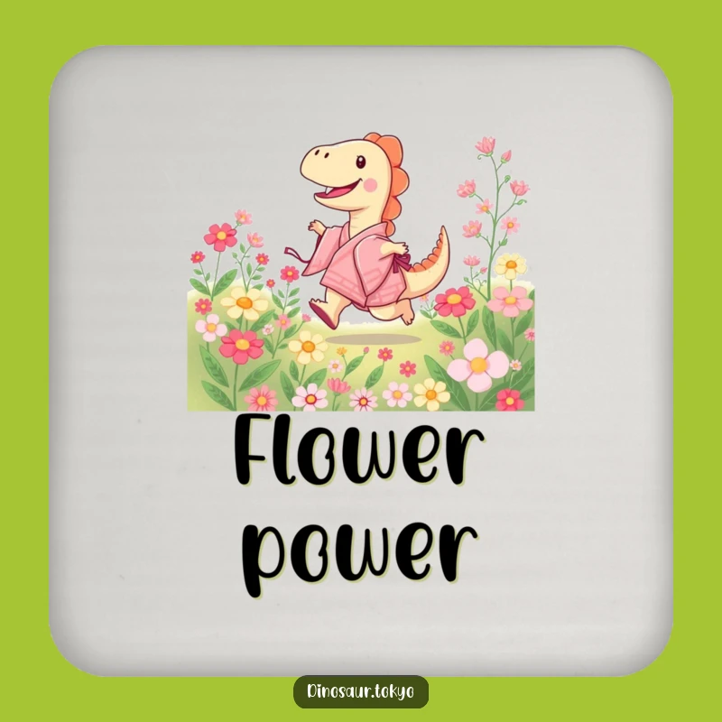 Funny Dino Kimono Coaster Set: Floral Fun - Cool Funny Gift