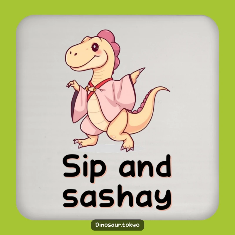 Funny Kimono Dinosaur Coaster Set: Protect Surfaces with Prehistoric Dance Flair