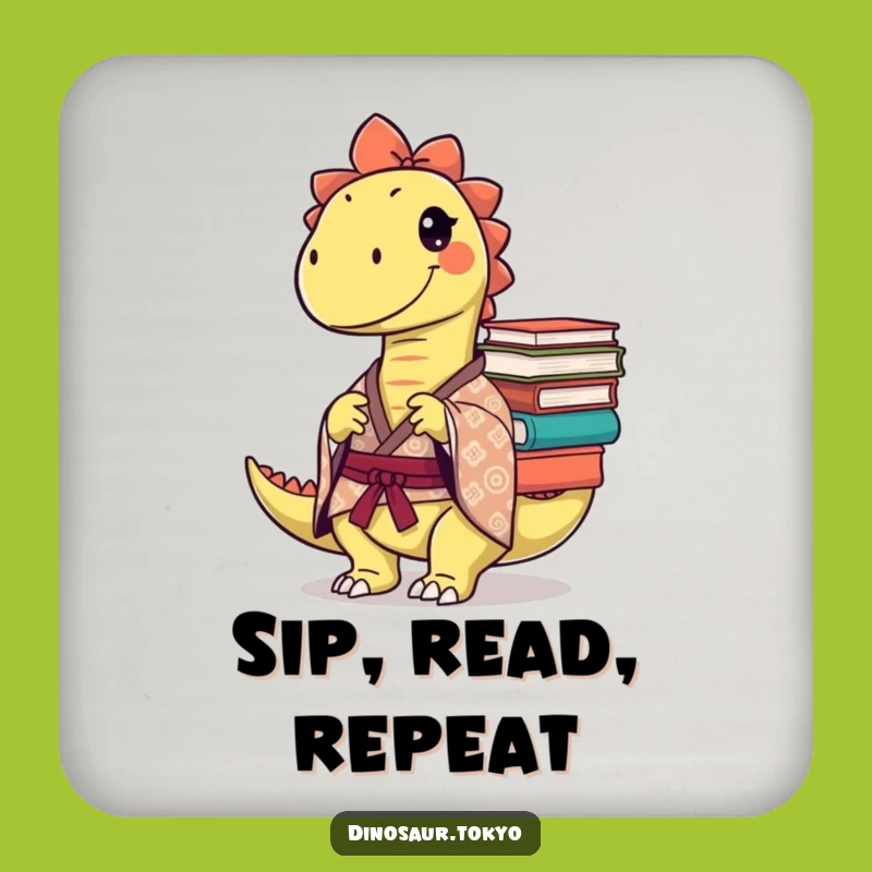 Funny Mischievous Dino Coaster Set: Protect Surfaces with Bookish Humor