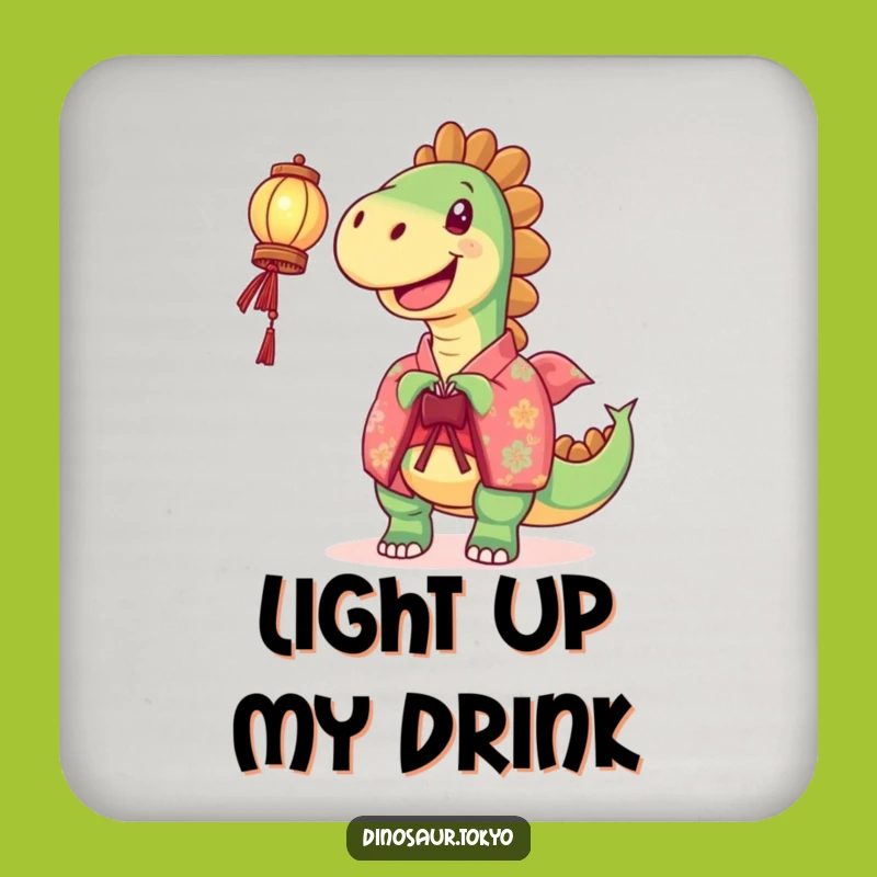 Funny Joyful Dinosaur Lantern Coaster Set: Protect Surfaces with Radiant Humor