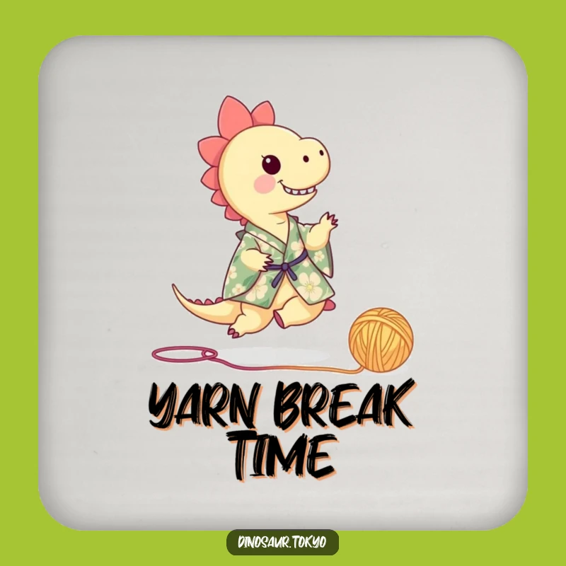Funny Dino Kimono Coaster: Playful Yarn Kicking Table Protector & Decor