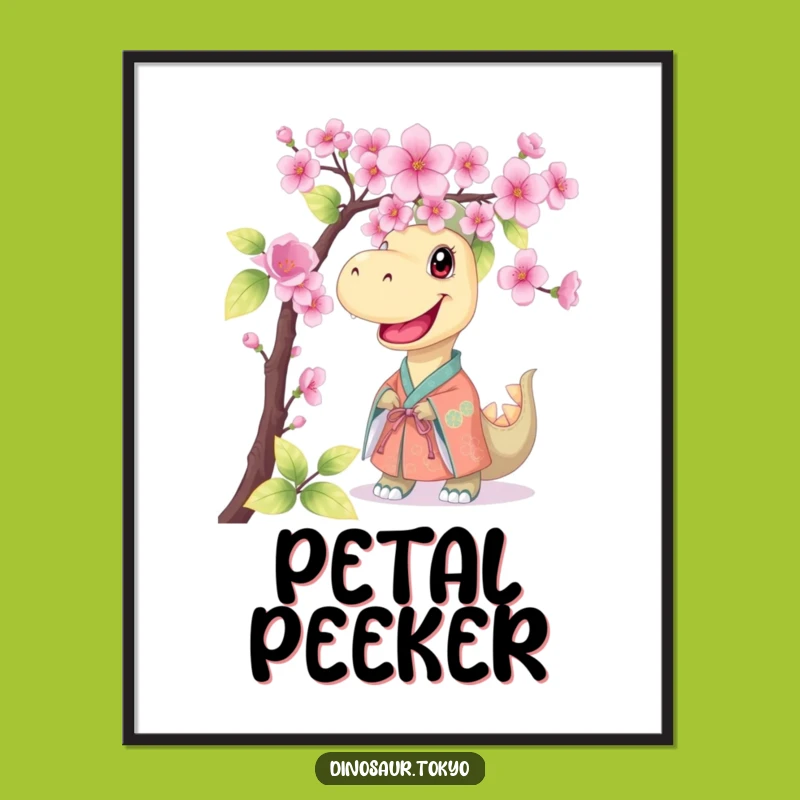 Funny Dino Kimono Poster: Playful Peeker Art - Unique Funny Gift Wall Decor