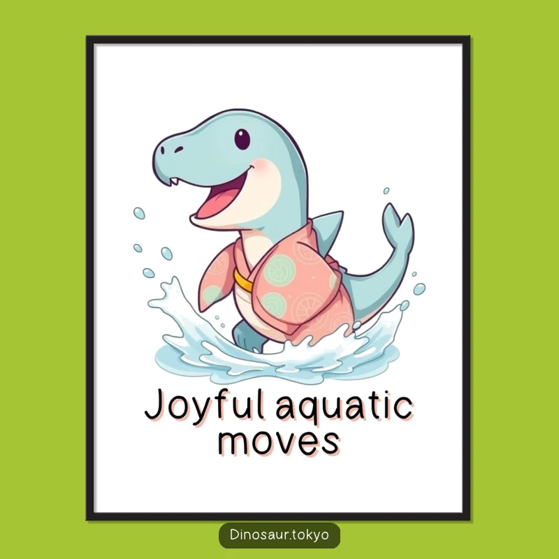 Funny Ichthyosaurus Kimono Poster: Joyful Splash Art for Ocean Lovers