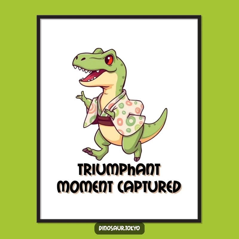 Funny Velociraptor Kimono Poster - Joyful Dinosaur Art for Your Walls
