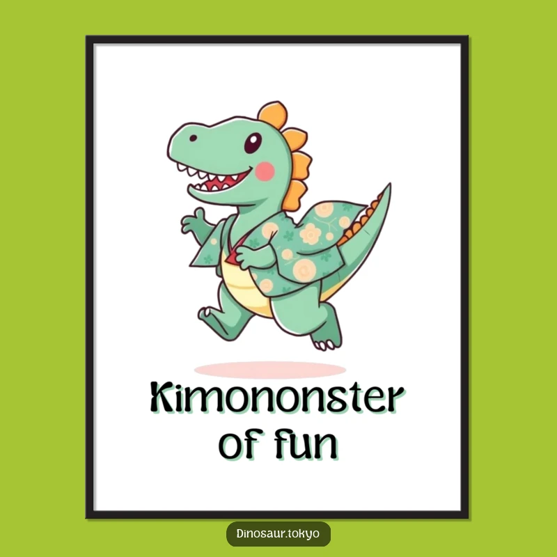 Free Printable Funny Dinosaur Wall Art: Playful Kimono Dino Downloadable Art