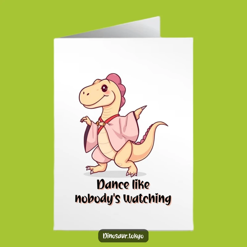 Free Printable Birthday Card: Dinosaur Dancer Elegance for a Hilarious Celebration