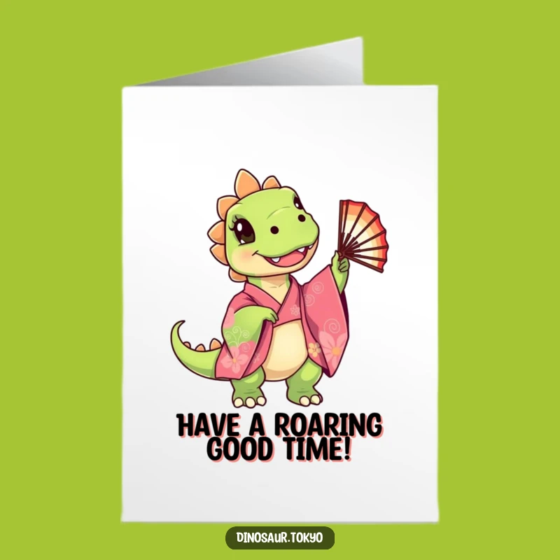 Funny Free Printable Birthday Card: Twirling Dino, Cute Downloadable Gift for Dinosaur Lovers