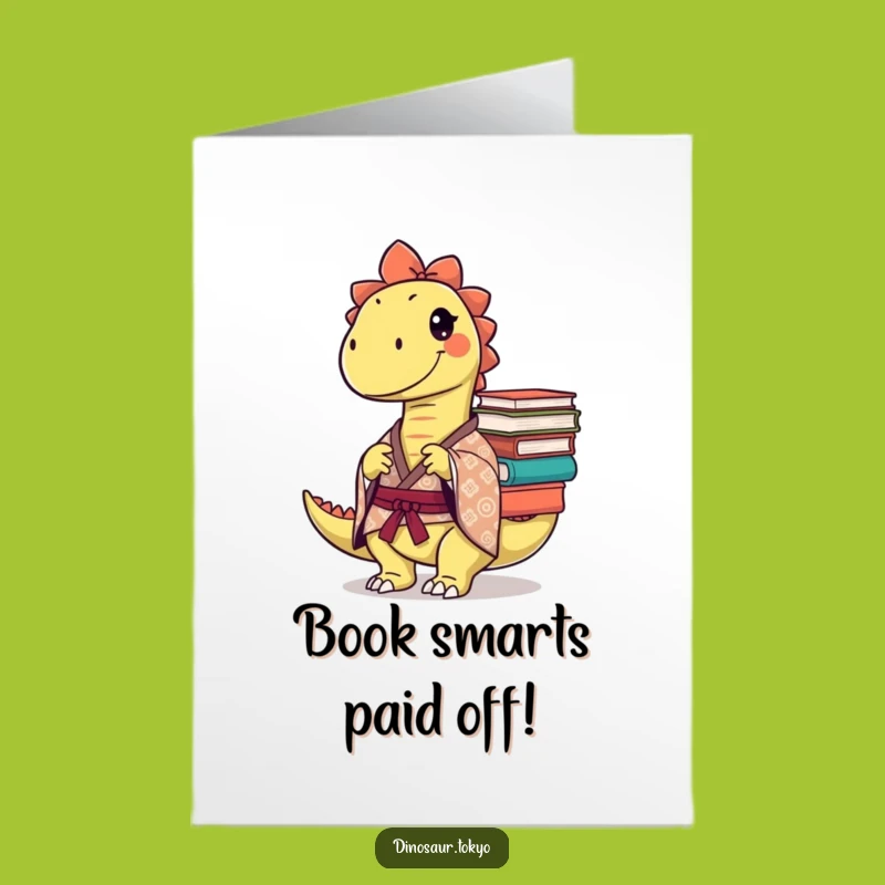 Free Printable Congrats Card: Dino Scholar's Balancing Act for Academic Wins!