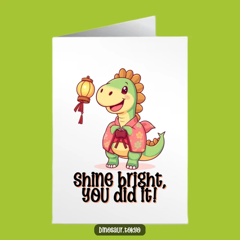 Free Printable Congrats Card: Joyful Dino Lantern Illuminates Success!
