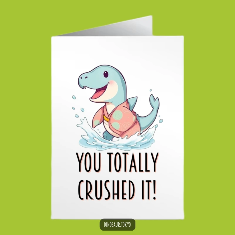 Free Printable Congratulations Card: Joyful Ichthyosaurus Splash for Your Big Achievement