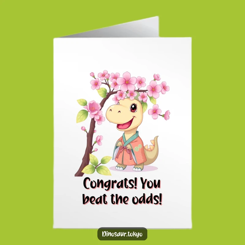 Free Printable Dino Congrats Card: Funny Kimono Dinosaur Celebration Greeting