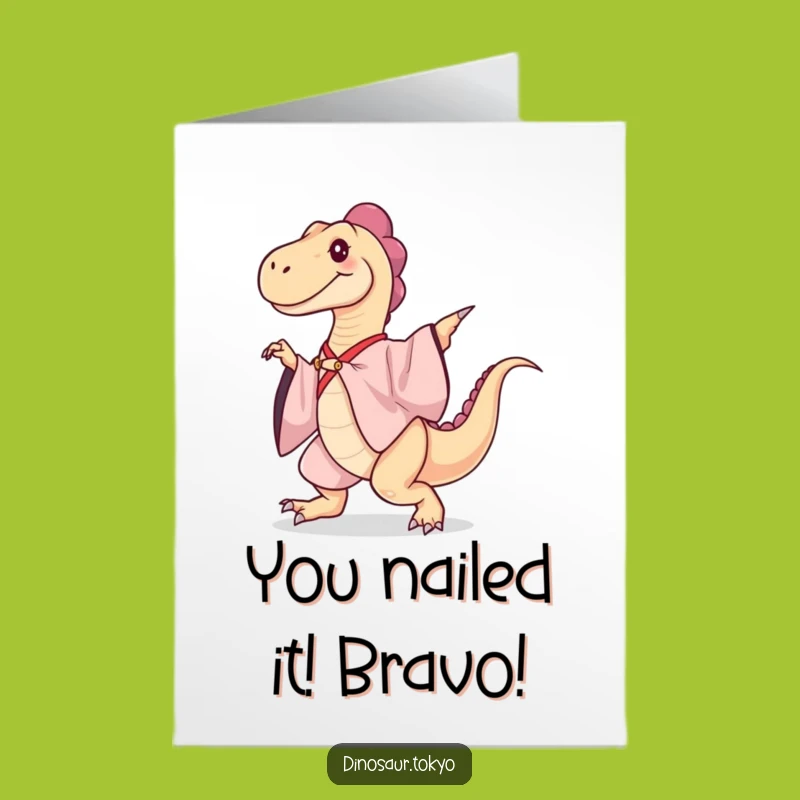 Free Printable Congrats Card: Dino Dancer's Graceful Moves for Big Wins!