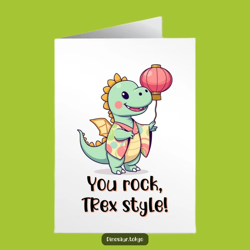 Free Printable Congrats Card: Dino Kimono Triumph - Hilarious Downloadable Art