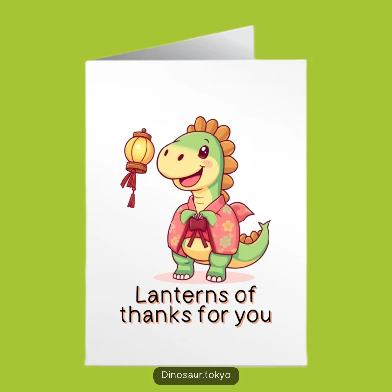Free Printable Thank You Card: Dino's Lantern Glows with Gratitude!