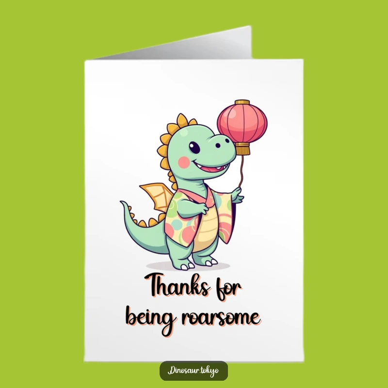 Free Printable Thank You Card: Dino Kimono Gratitude - Funny Art Download