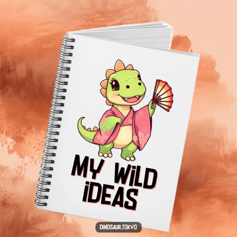 Funny Notebook with a cute dinosaur in a kimono, ideal for journaling, a thoughtful funny gift.
