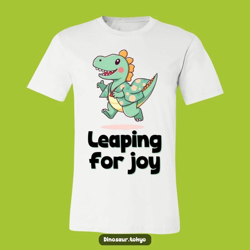 Funny Dinosaur Kimono T-Shirt, Playful Leaping Dino Tee, Whimsical Style Gift