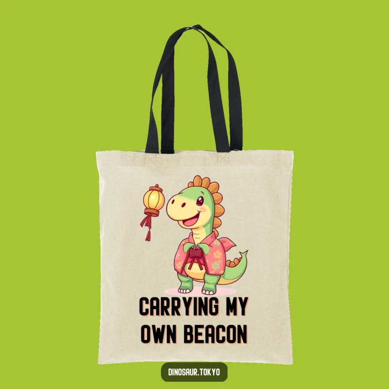 Funny Joyful Dinosaur Lantern Tote Bag: Carry Light and Laughter Everywhere