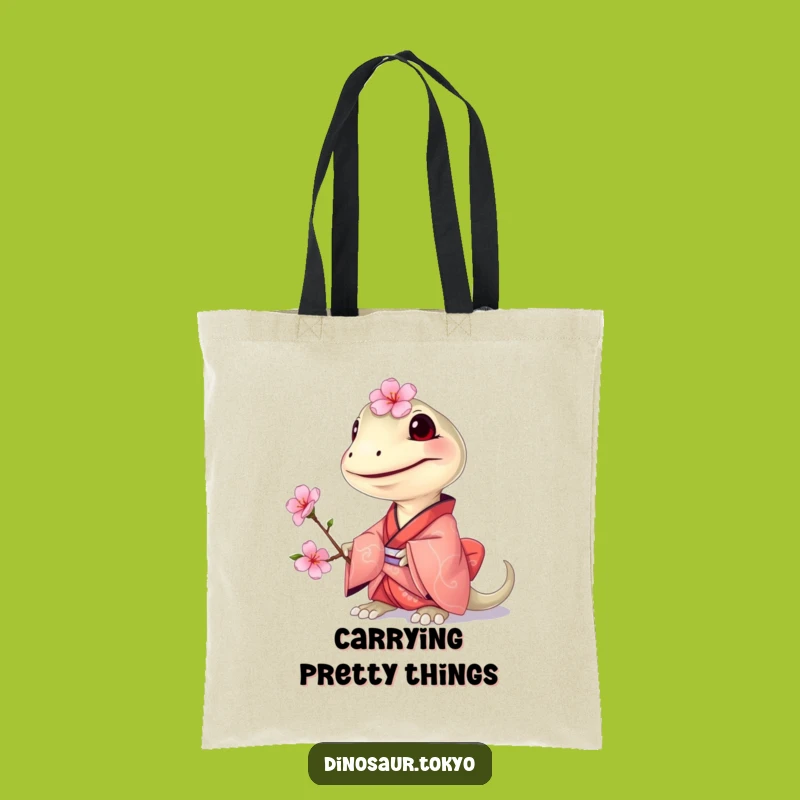 Funny Compsognathus Kimono Tote Bag: Carry Blooms with Dino Style