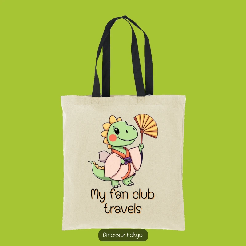 Funny Dino Kimono Tote Bag: Cheerful Fan Dance Accessory for Style
